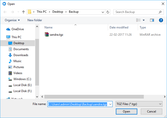Select the required file