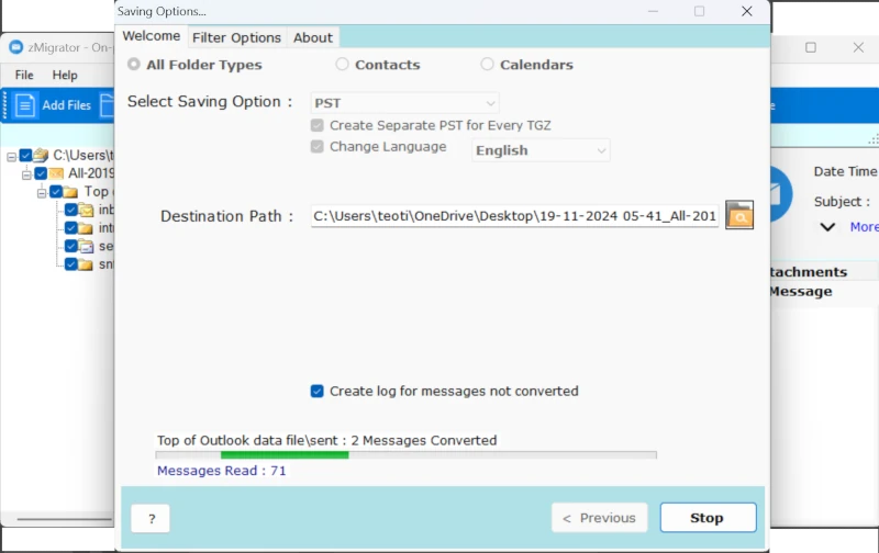 Zimbra conversion process