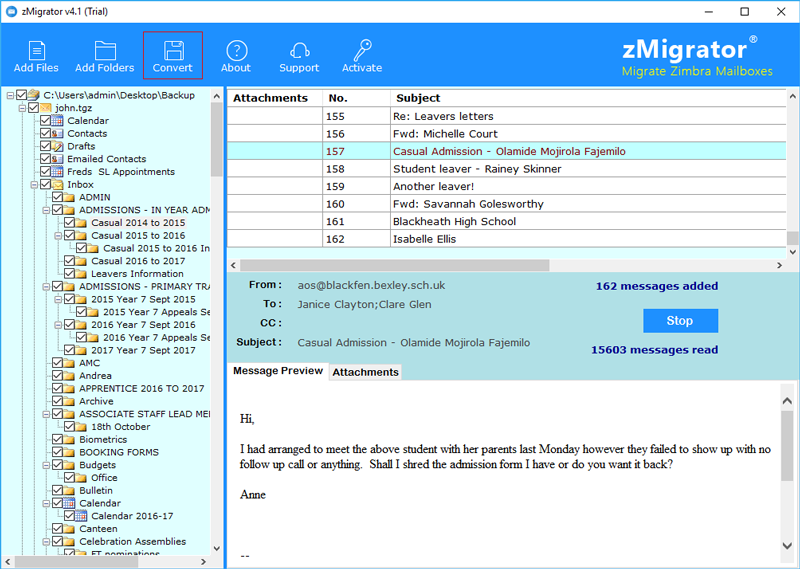 Preview components of mailbox